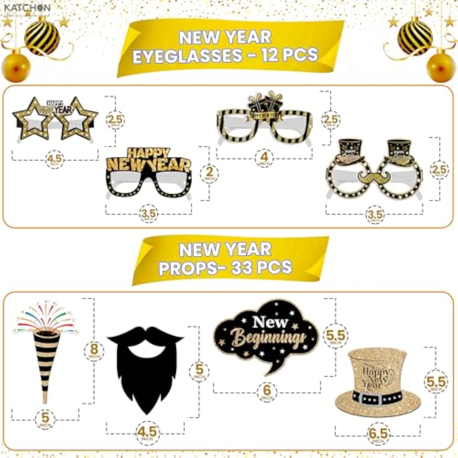 46pcs Huge Happy New Year Decorations Set Backdrop Photo Booth Props 2026