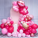 Pink Balloon Garland Kit: Lipstick & Kiss Foil Balloons - Party Decoration