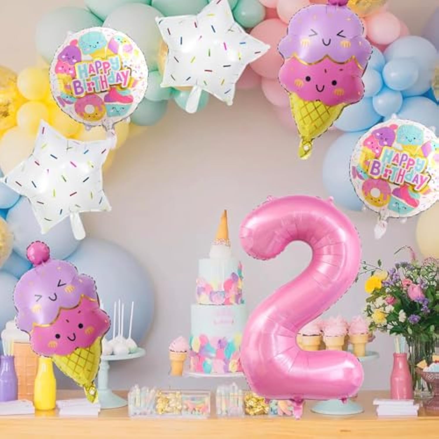 Pink Ice Cream Number 2 Balloon Ice Cream Theme Party Decor