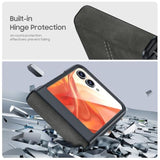 For Motorola Razr 2024 Case/Razr 2025 Case, Built-In Screen Protector & Hinge Protection & Ultra Thin Pu Leather Matte Pc Shockproof Cover Phone Case For Moto Razr 2024/2025(Black Gray)