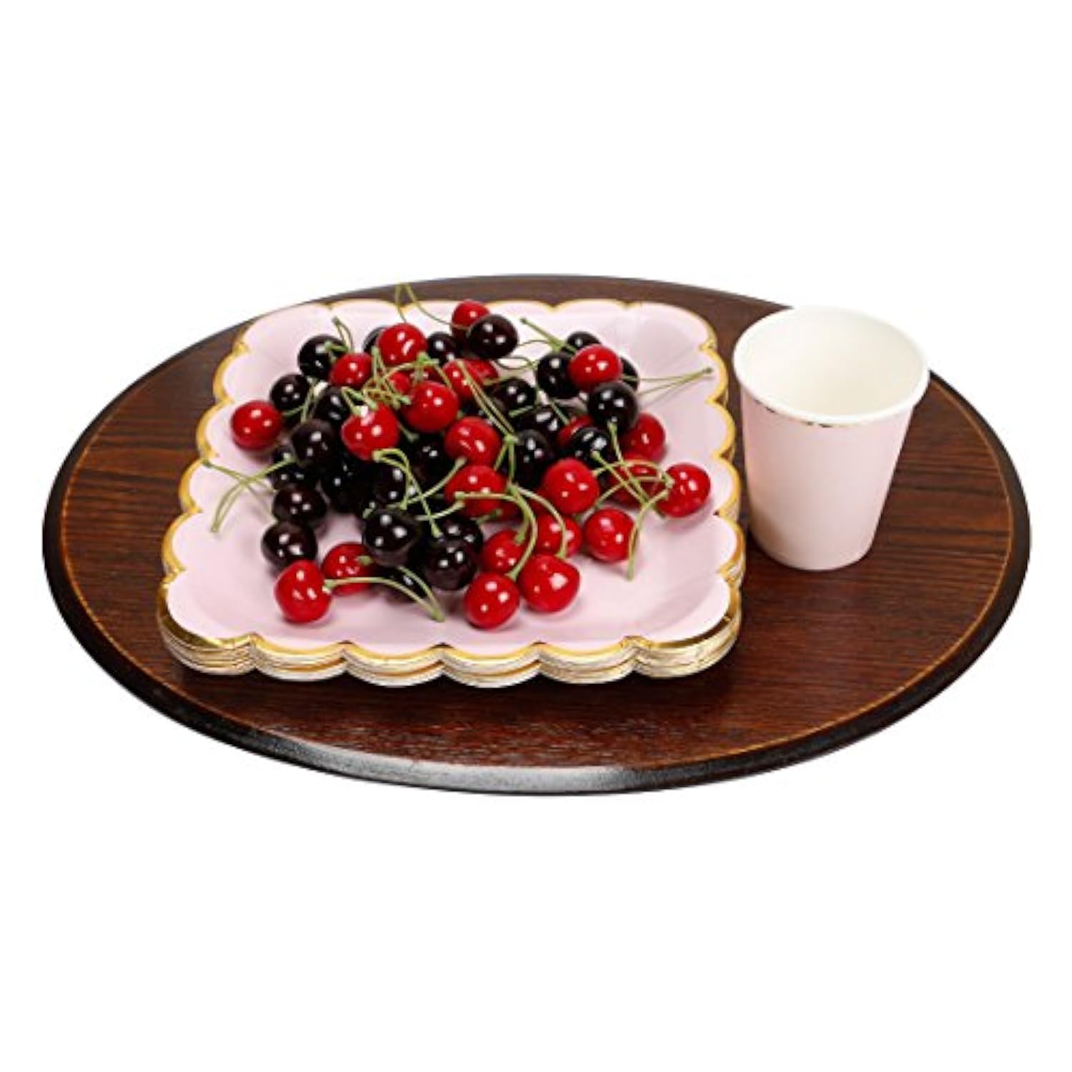 Pink Gold Paper Cups With Metallic Gold Border Disposable Paper Cups 9Oz For Wedding,Party And Cocktail,40 Pcs