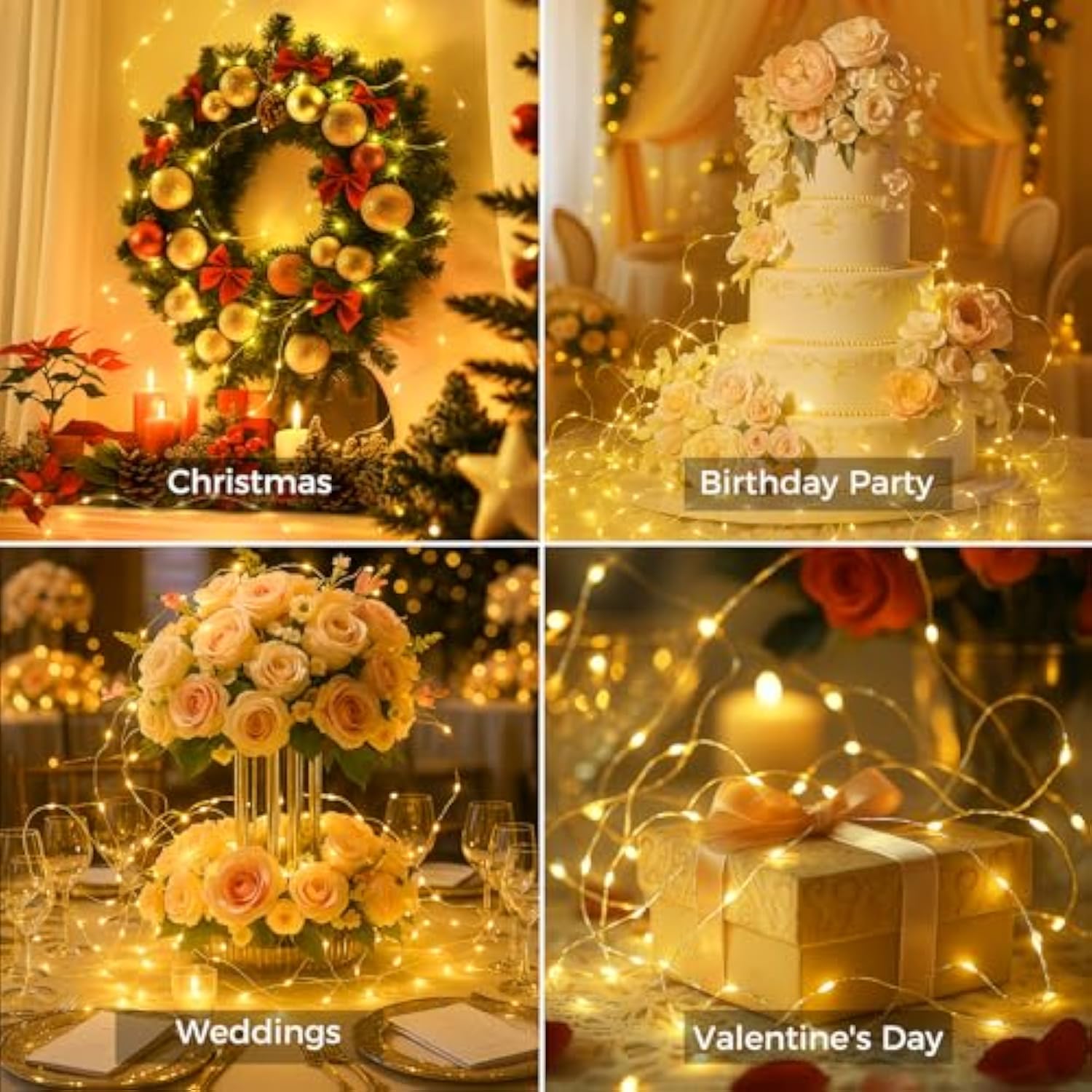 24 Pack Fairy Lights With Timer Battery Operated, 3 Modes 7Ft Mini Waterproof Twinkle Lights, 20 Led Bulk String Light F