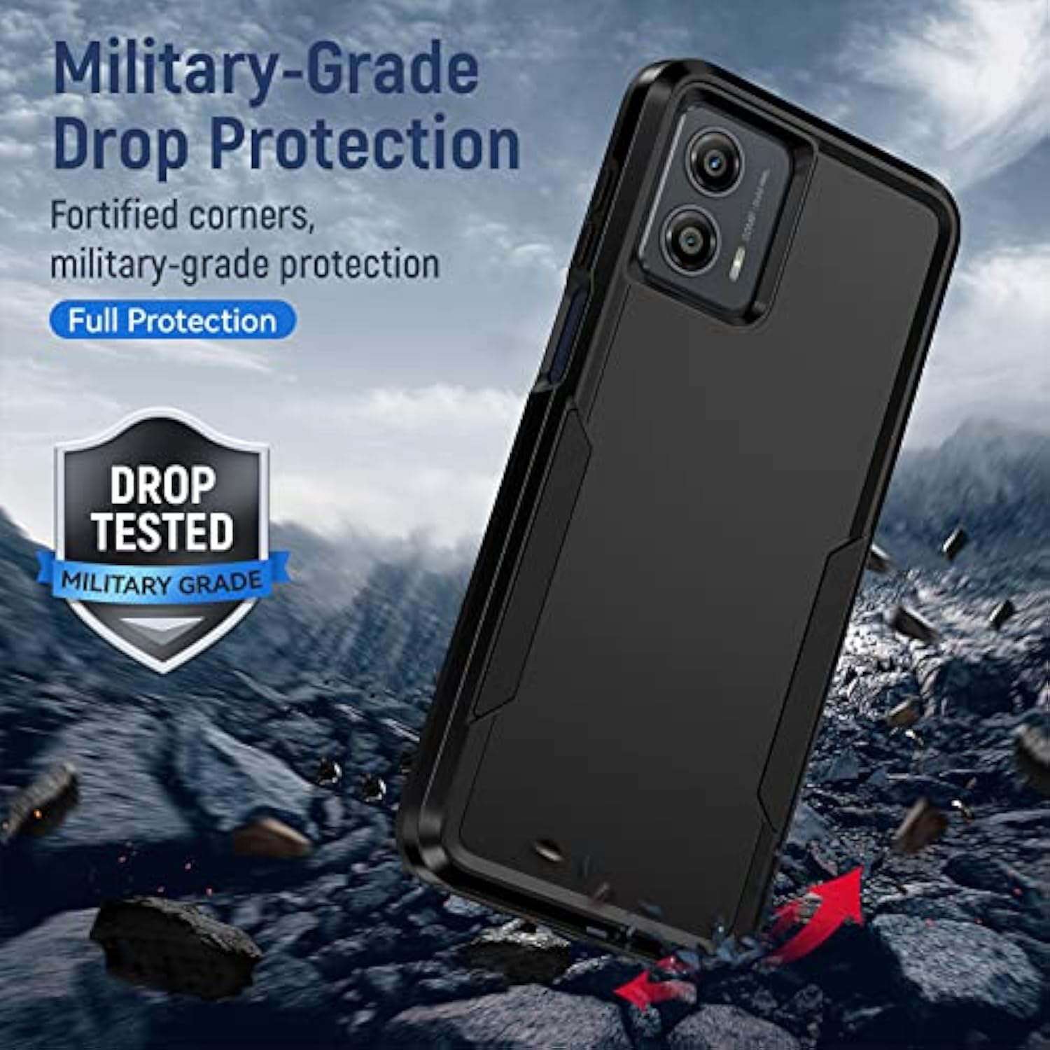 For Moto G 5G 2023 Case With Screen Protector - Heavy-Duty Tough Rugged Shockproof Protective Case For Motorola Moto G 5G 2023, Black