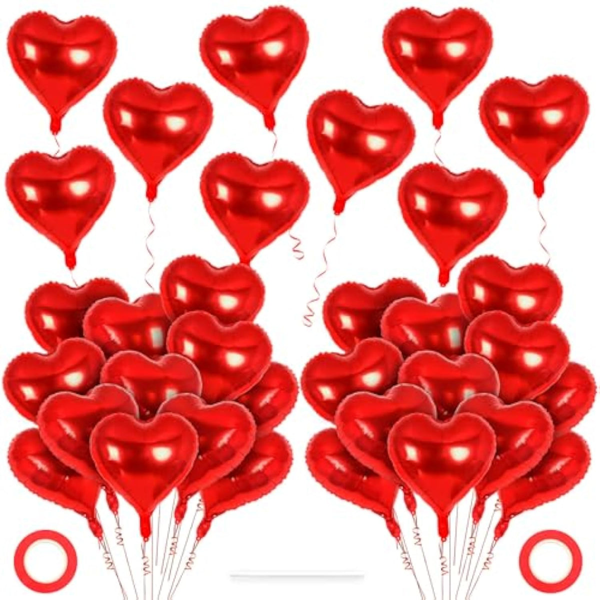50 Pcs Red Heart Balloons,10 Inch Heart Shape Foil Balloons Love Balloon Valentine Balloon For Birthday Party Wedding Engagement Party Baby Shower Valentine Day Decorations (Red)