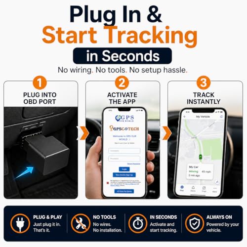 Obd Gps Tracker For Cars First 3 Months Free, Cancel Anytime. Plug & Play, No Charging Required. 10S Real-Time Tracking, 1-Year History, Speed Alerts, Global Coverage From $4.99/Month