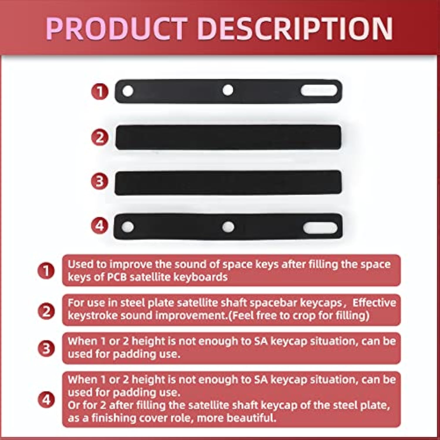 Runjrx Keyboard Spacebar Foam, Silencer Pad For 7U Mechanical Keyboard Space B