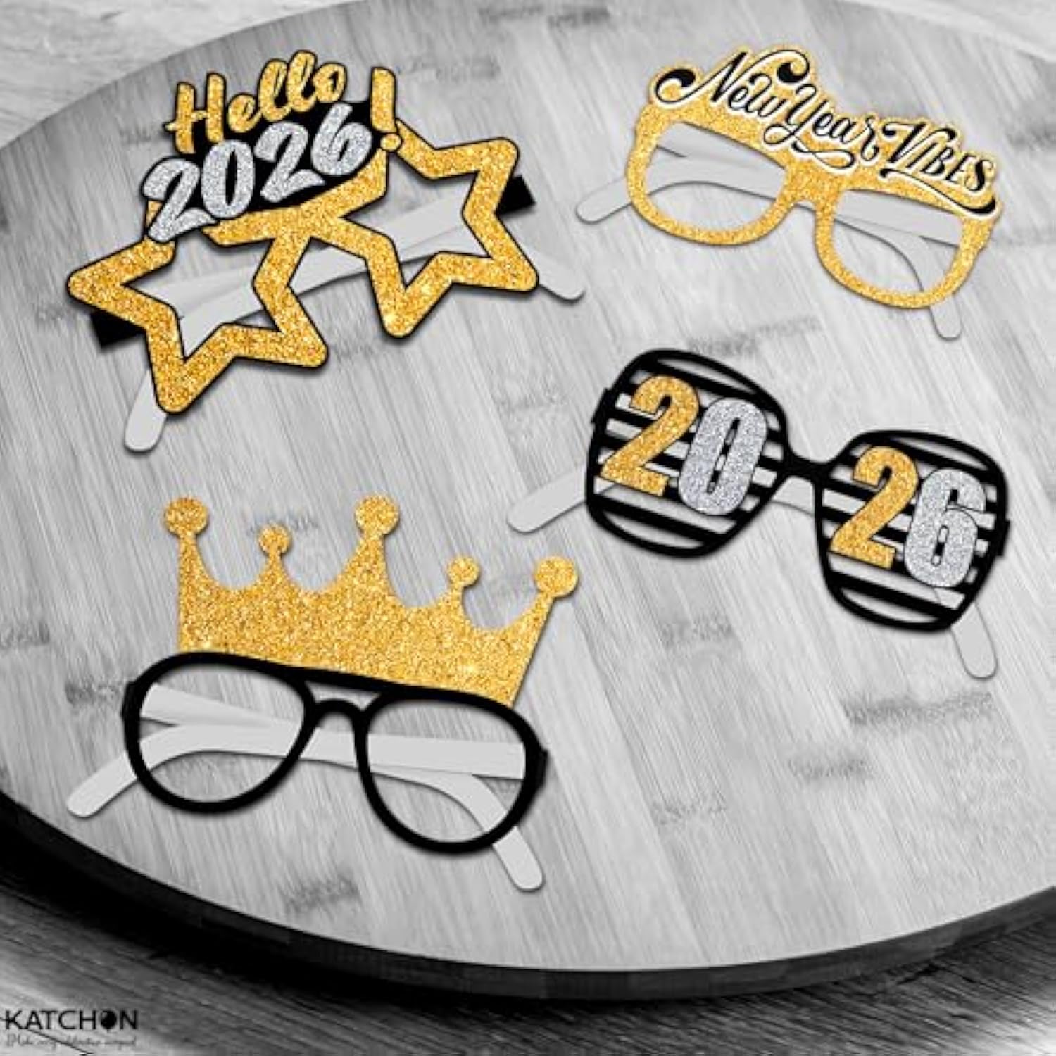 12pcs New Year 2026 Glasses Photo Booth Party Favors