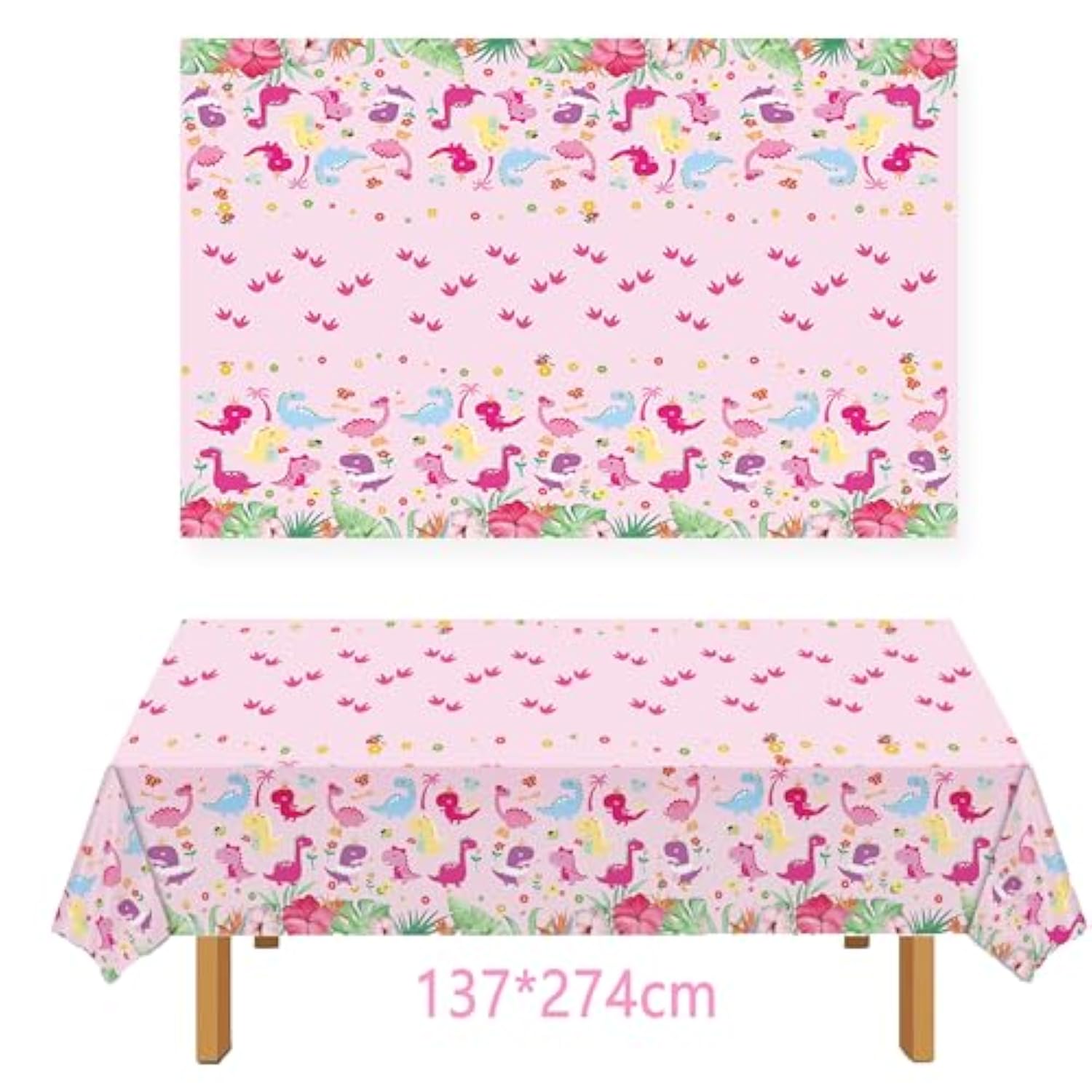 Dinosaur Birthday Party Supplies For Girls - Dinosaur Tablecloth, Decorations In Pink