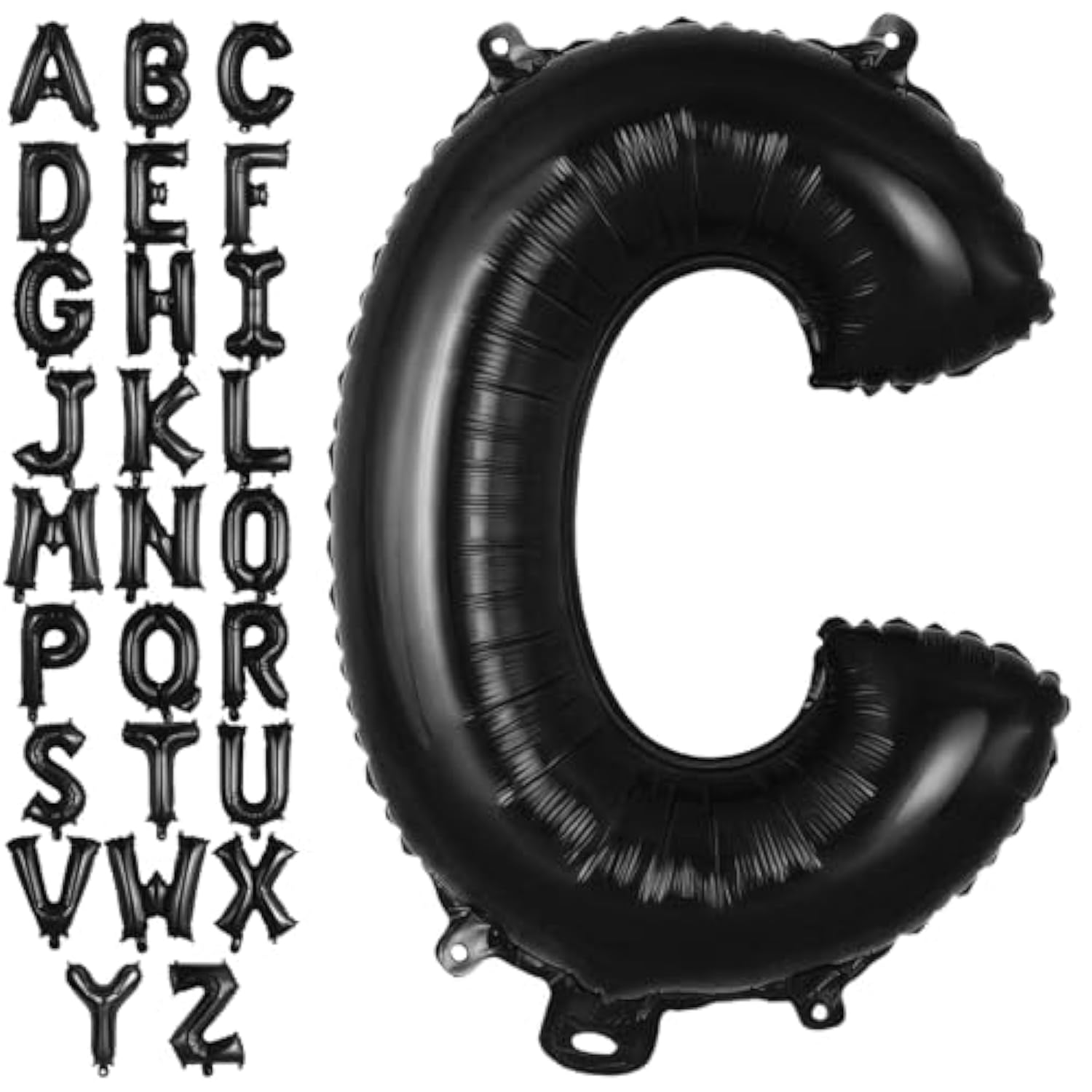 Black Letter C Balloons, 40 Inch Large Foil Letter Balloons, Custom Phrase Balloon For Birthday Party Wedding Anniversary Decoration (Black C)