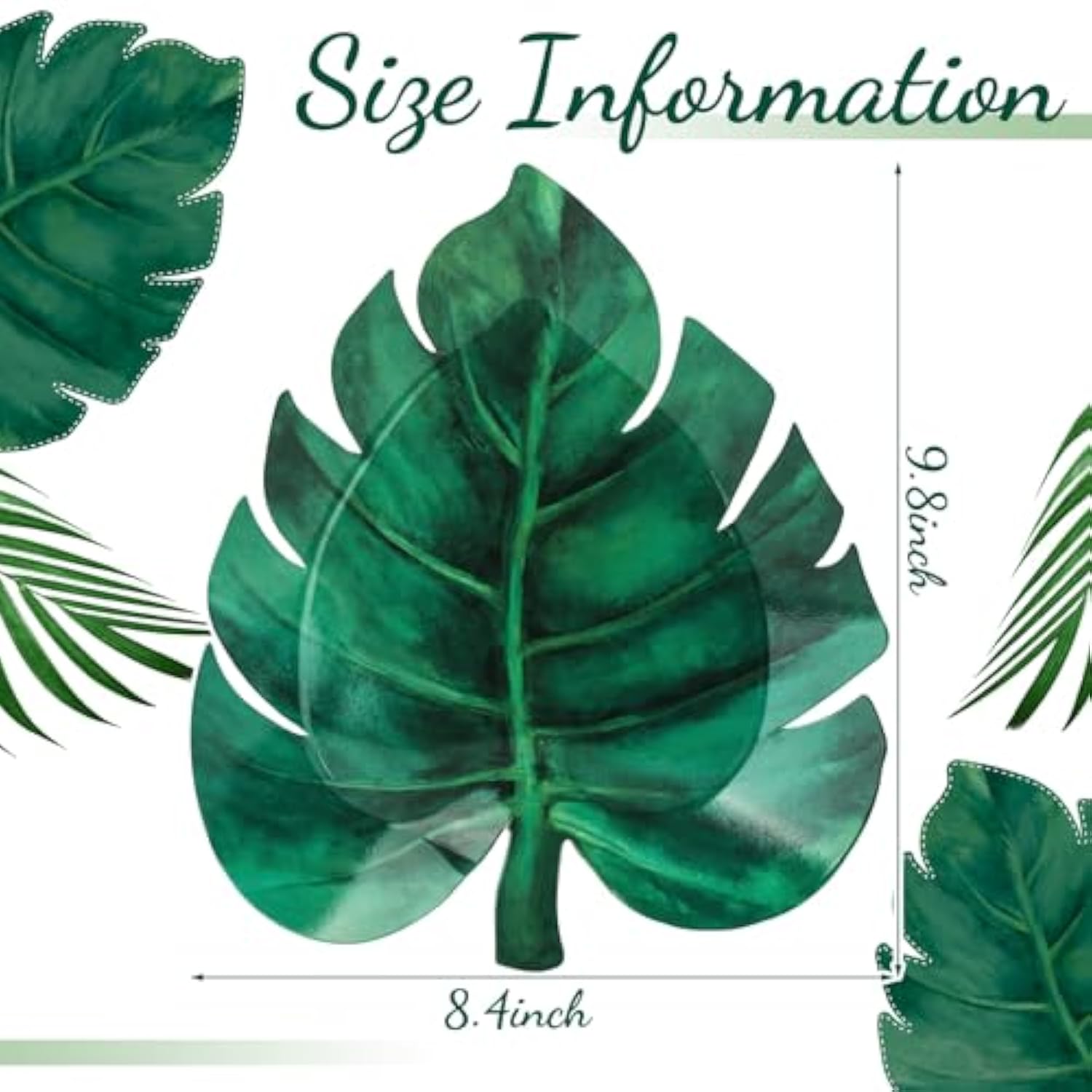 50 Pcs Hawaiian Turtle Leaf Paper Plates Tropical Green Leaf Disposable Plates Luau Safari Jungle Summer Party Supplies Decoration For Food Snack Appetizer Lunch Dinner, 9.8 Inch