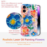 Colorful Retro Oil Painting Print Flower Blue Case for iPhone