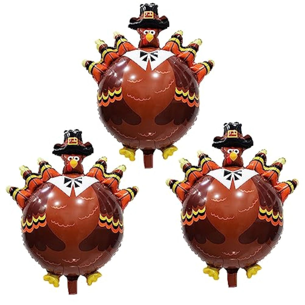 Turkey Balloons 3Pcs Thanksgiving Foil Balloons Fall Harvest Party Decorations Set