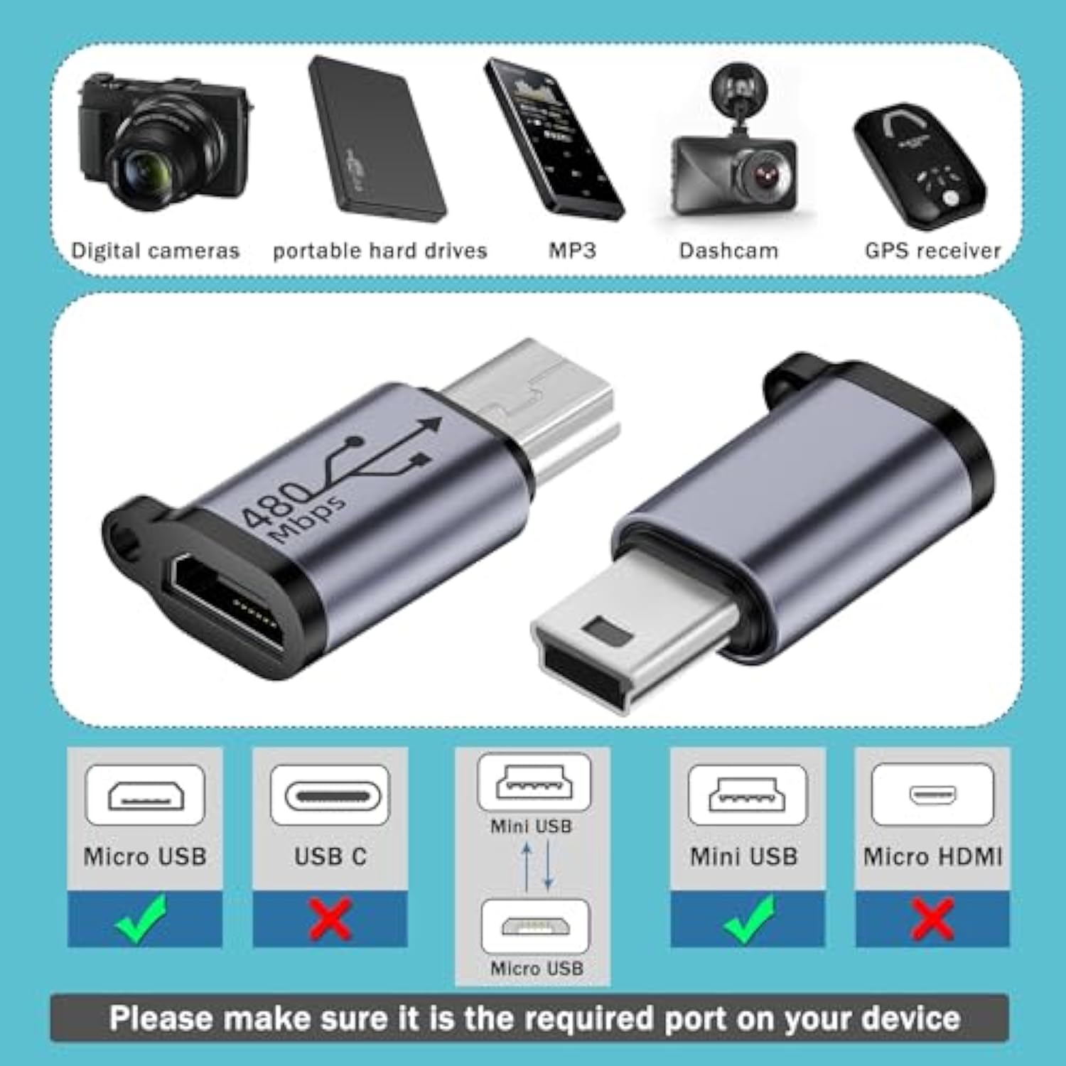 Mini Usb Male To Micro Usb Female Adapter Mini Usb Plug To Micro Usb2.0 Jack C