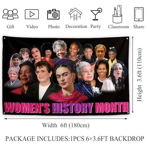 Women's History Month Backdrop 71×43 Inch National Women's Day Party Decor