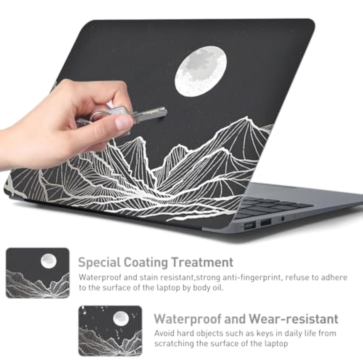 12.1-15.6 Inch Laptop Skin Decal, Universal Reusable Vinyl Laptop Cover Sticker, Waterproof Art Decal Protector - Moon And Valley