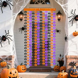 2 Pack Halloween Foil Fringe Curtains Backdrop Orange Purple Black Pumpkin Decor