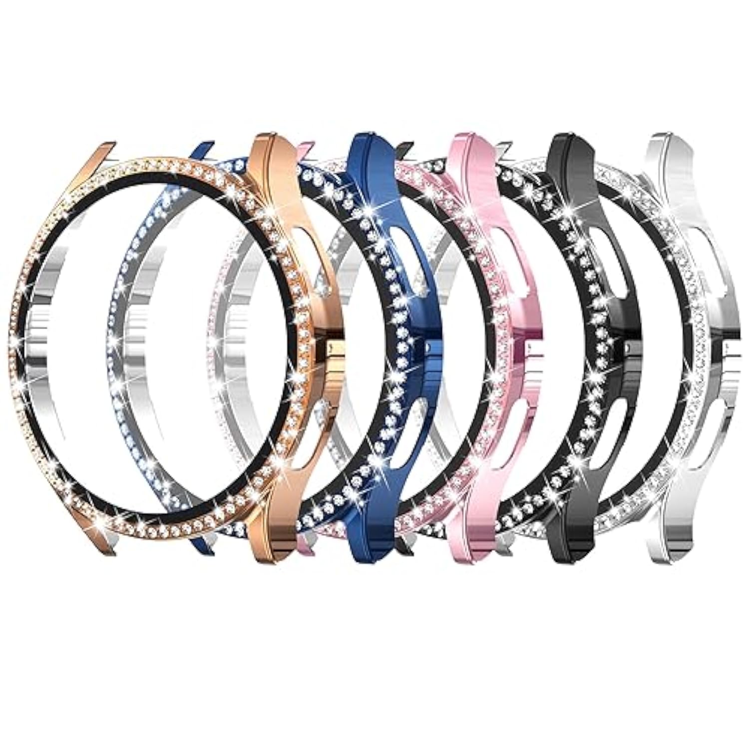 5 Pack Bling Screen Protector Case Compatible With Samsung Galaxy Watch 6 40Mm 2023, Hd Full Protection Bumper Case Cover Compatible With Galaxy Watch 6 40Mm,Black,Silver,Blue,Rose Pink,Gold