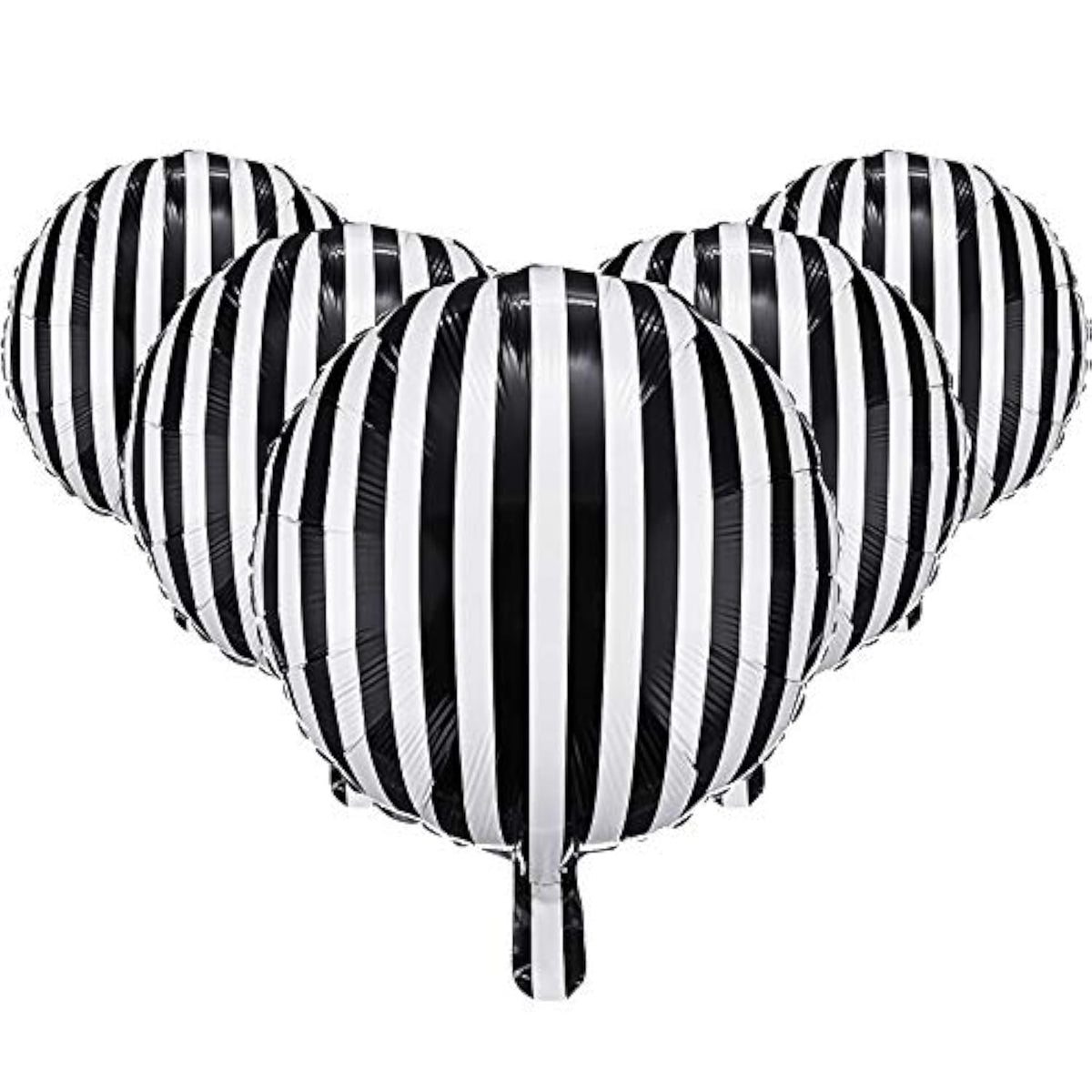 12 Pieces 18 Inch Black And White Striped Balloons Decoration Foil Aluminum Helium Balloons For Birthday Party, Baby Shower, Halloween, Ceremonies, Holiday Parties Decoration