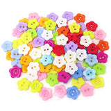 100Pcs 15Mm/0.6Inch Flower Shaped Candy Colors Button 2 Holes Sewing C