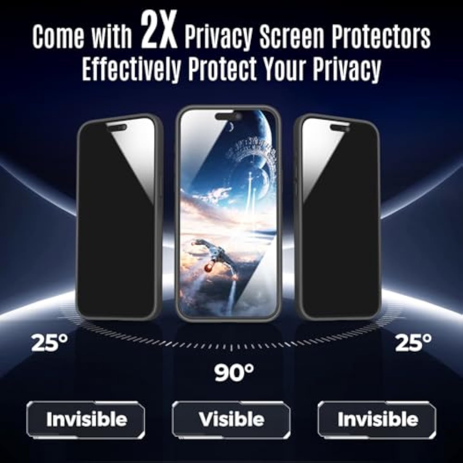 Designed For Iphone 15 Pro Case, Compatible With Magsafe, With Privacy Screen Protectors X2, [Camera Protection] [15Ft Military Drop Protection] Shockpoof Phone Case, 6.1'', Black