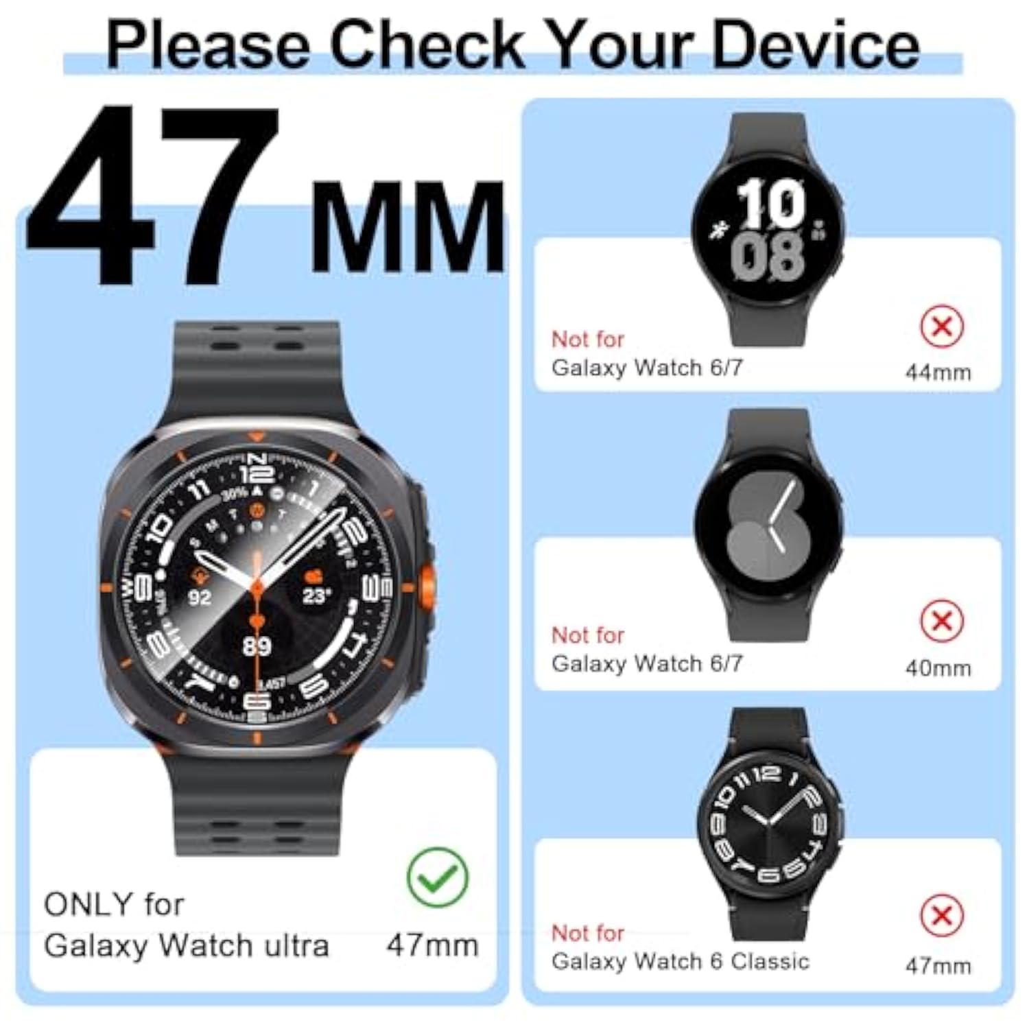 5-Pack Case With Screen Protector For Samsung Galaxy Watch Ultra 47Mm (2024)/Ultra 2 47Mm 2025