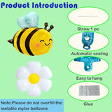9Pc Bee & Daisy Flower Foil Balloons: Bumble Bee Theme Party Decorations