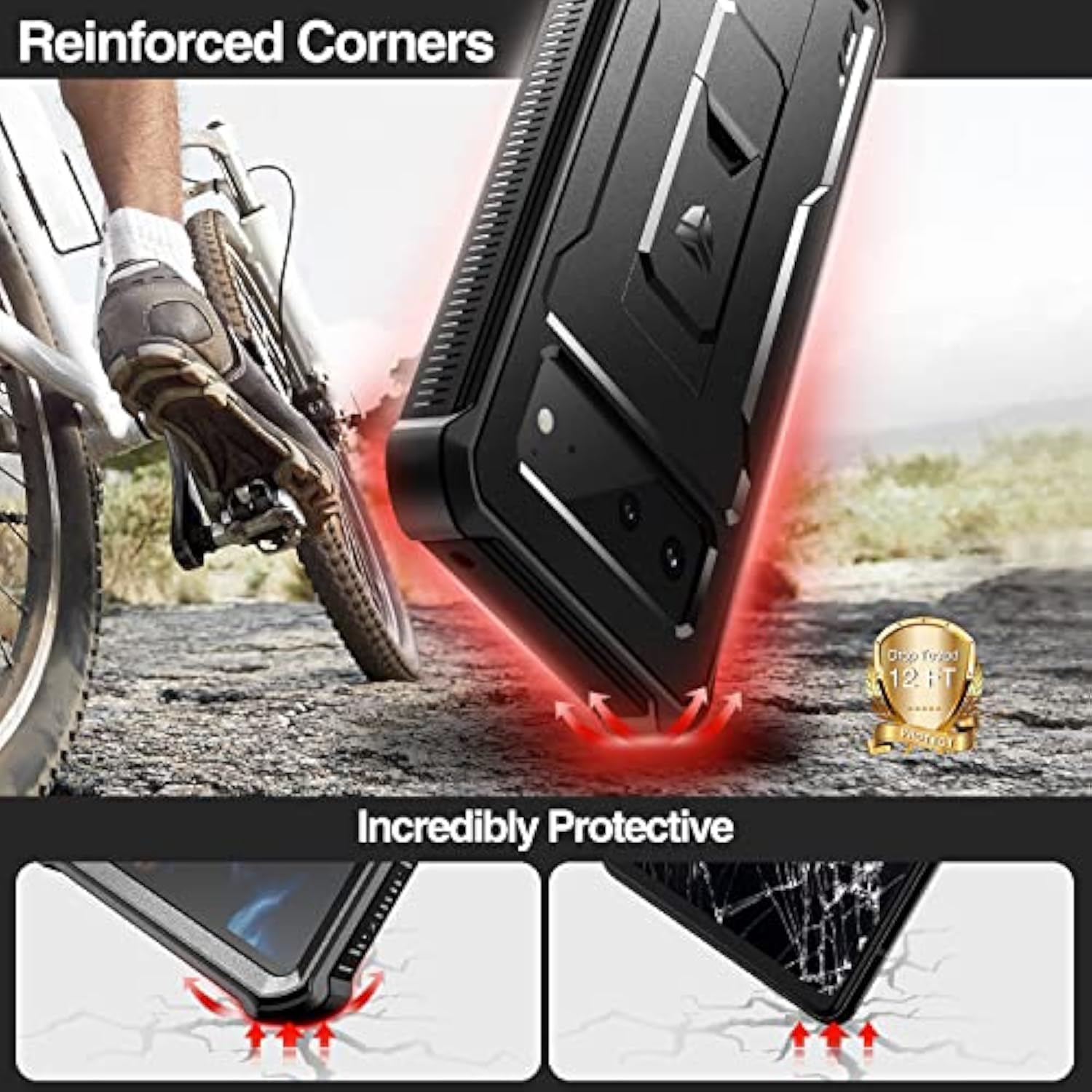 For Google Pixel 6 Case, [Built In Screen Protector And Kickstand] Heavy Duty Military Grade Protection Shockproof Protective Cover For Google Pixel 6 5G (Black)