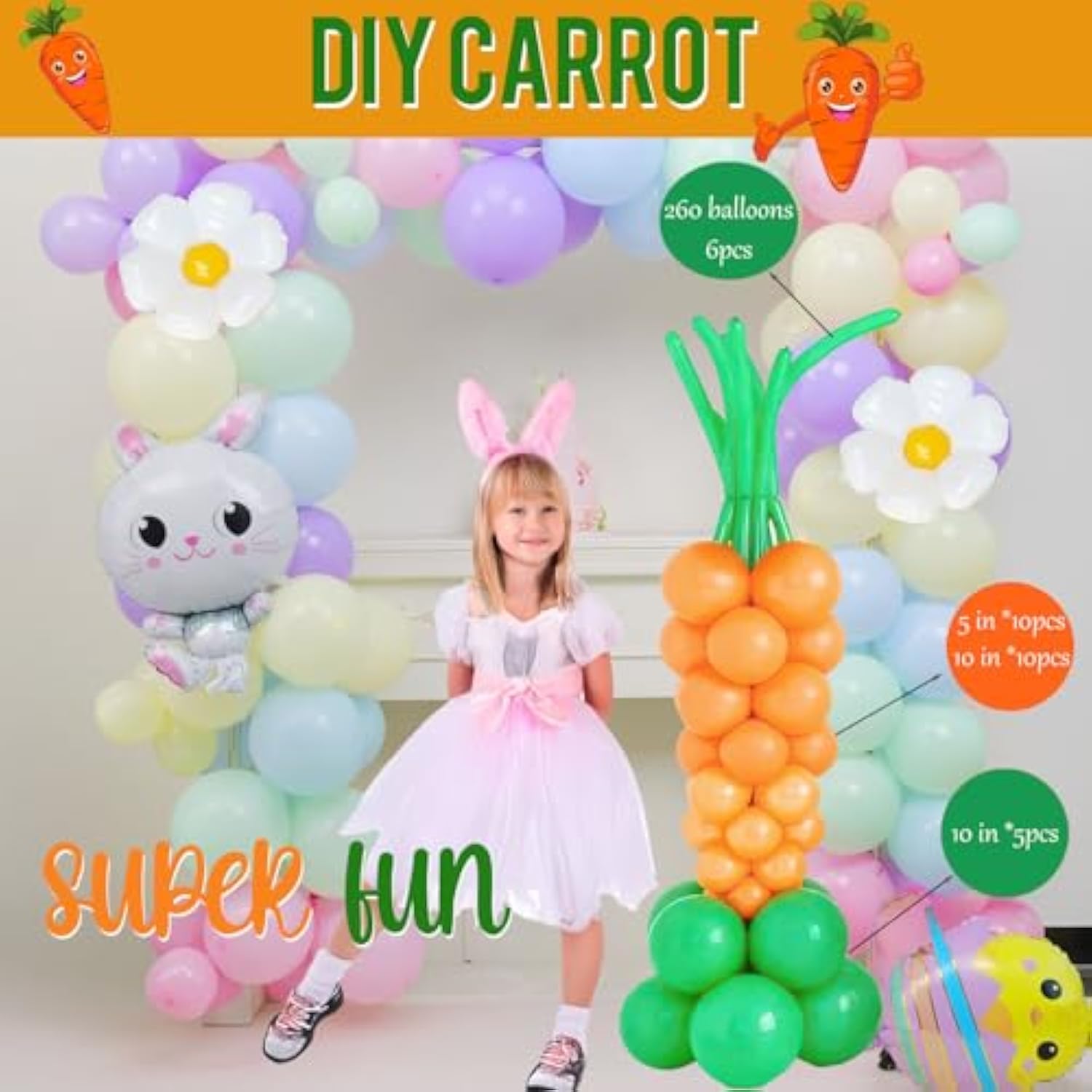 Pastel Easter Balloon Garland Arch Kit Pink Yellow Green Blue Balloons With Eggs Rabbits Chicks Daisy And Easter Letter Balloons Diy Carrot For Easter Birthday Party Decorations