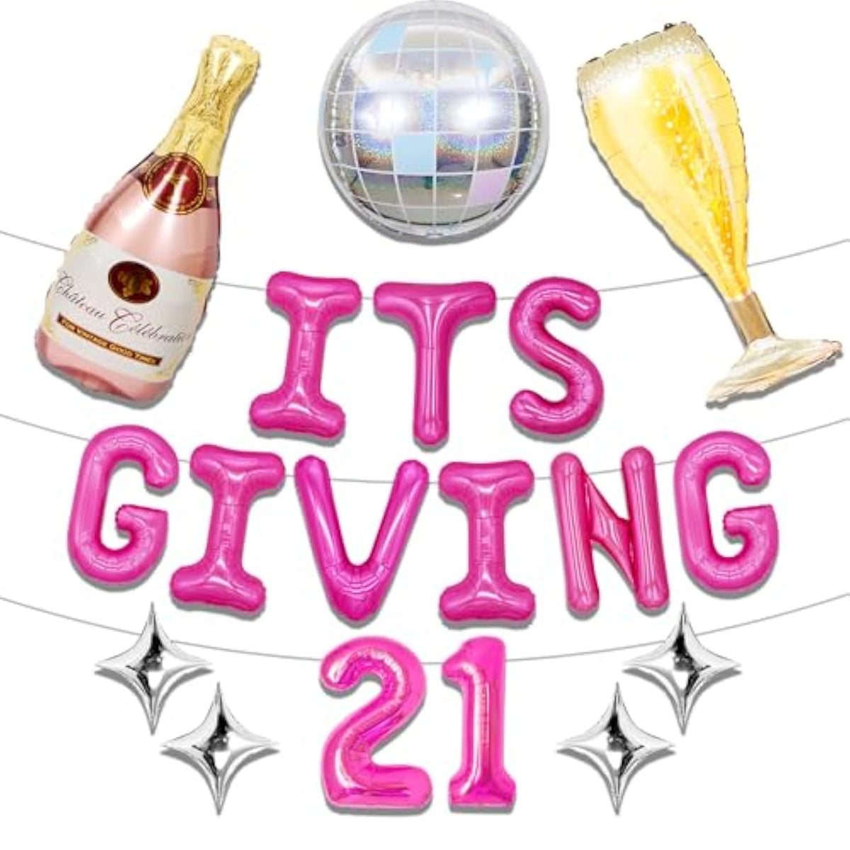 21st Birthday Balloons, Letter Balloon Banner for Party Decorations