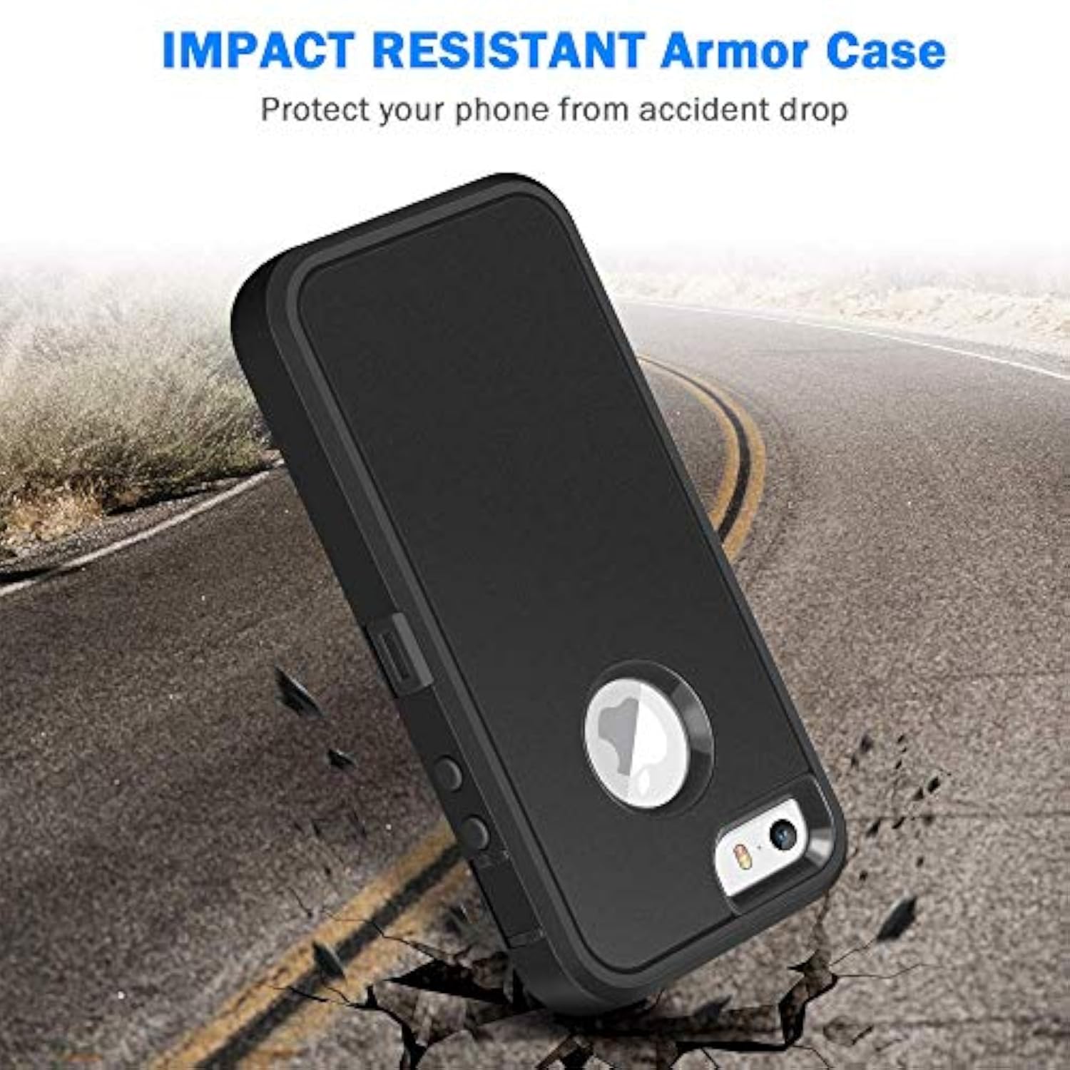 Rugged Shockproof Case for iPhone 5/5S/SE 1st Generation 2016 - Black