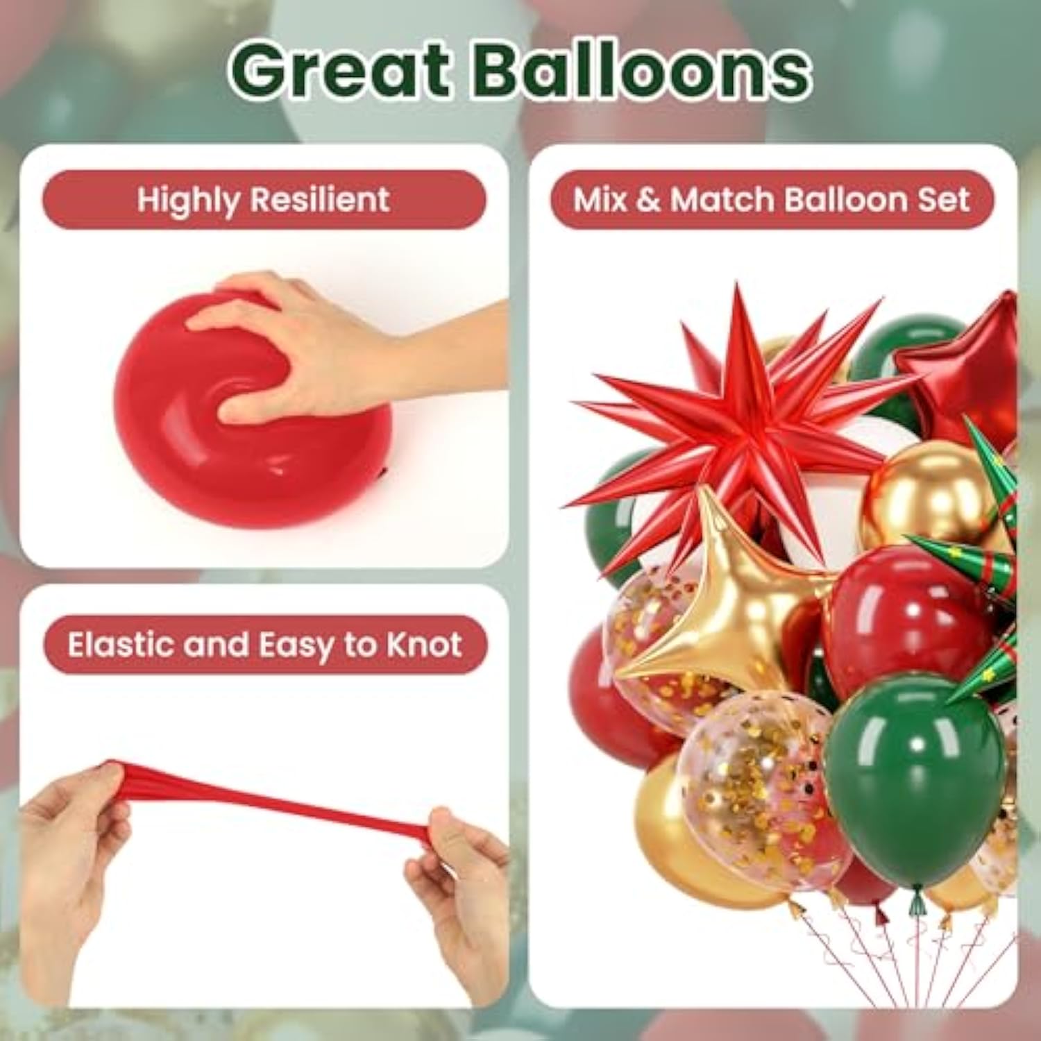 68Pcs Christmas Balloons 12 Inch Red Green Gold Balloon For Christmas Party Decorations Holiday Decor Xmas Photo Booth Backdrop Supplies