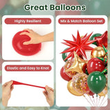 68Pcs Christmas Balloons 12 Inch Red Green Gold Balloon For Christmas Party Decorations Holiday Decor Xmas Photo Booth Backdrop Supplies