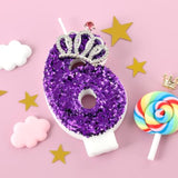 Purple Birthday Candle Crown Number 6 Candles Cake Candle,Purple Birthday Cake Topper Cupcake Decorations Party Decor For Girls And Women Anniversary Celebrations Supplies Favors