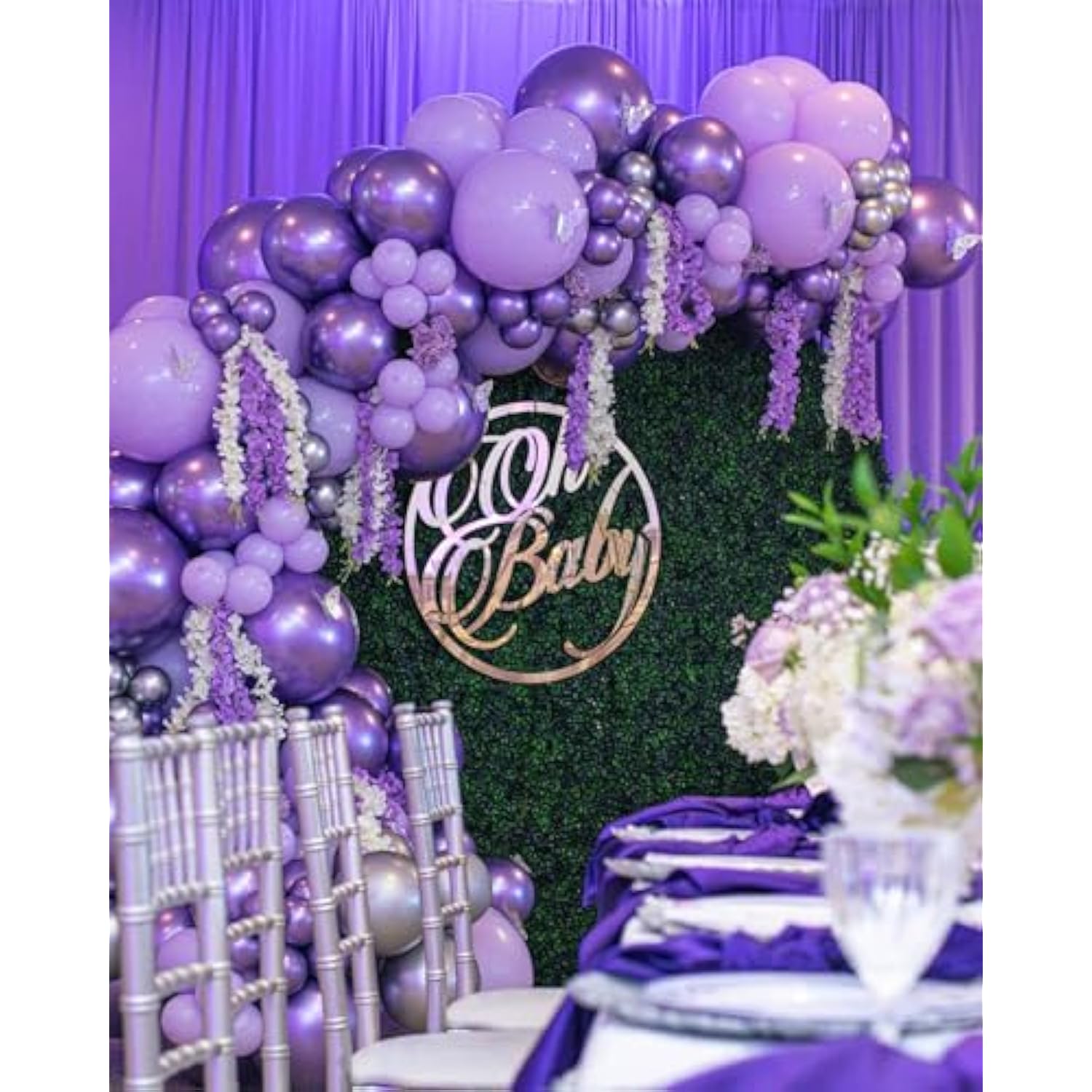 Purple Balloons, 50Pcs 12 Inch Purple Confetti Balloons Kit, Metallic Purple Latex Balloons For Birthday, Bridal Shower,Wedding, Graduation Party Decorations