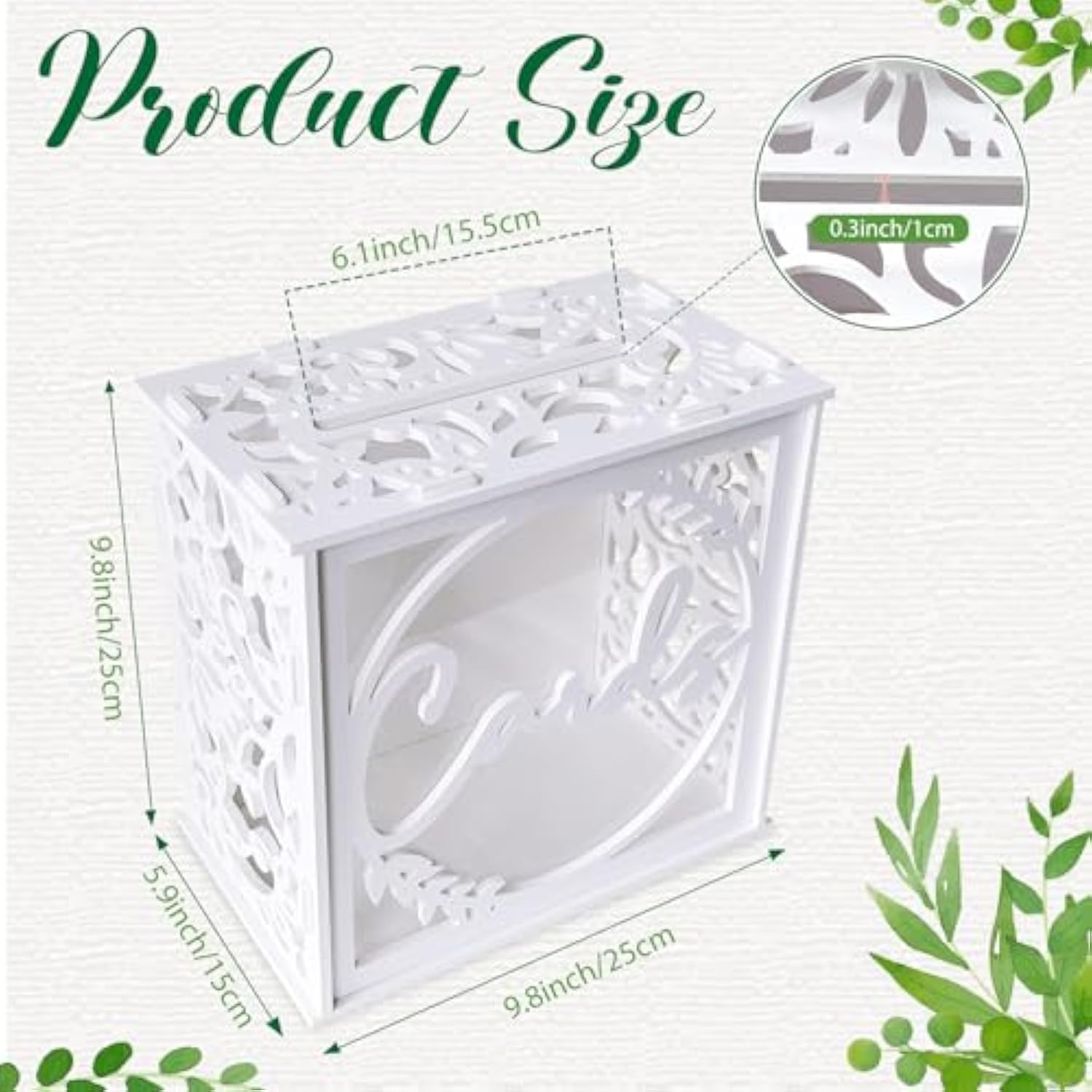 White Wedding Card Box For Reception, Pvc Gift Card Box With Lock & Acrylic Window, Wedding Envelope Money Honeymoon Holder For Party Graduation Baby Shower Birthday