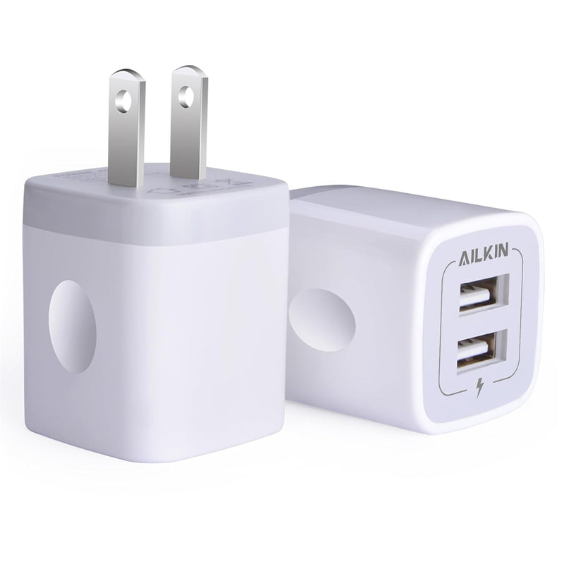 2-Pack USB Wall Charger, 2.1A Dual Port Quick Charger for iPhone & Samsung