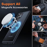 For Samsung Galaxy S22 Ultra Case Magnetic, [Wireless Charging Compatible ][Military Drop Protection] Translucent Matte Back Cover For S22 Ultra, Black