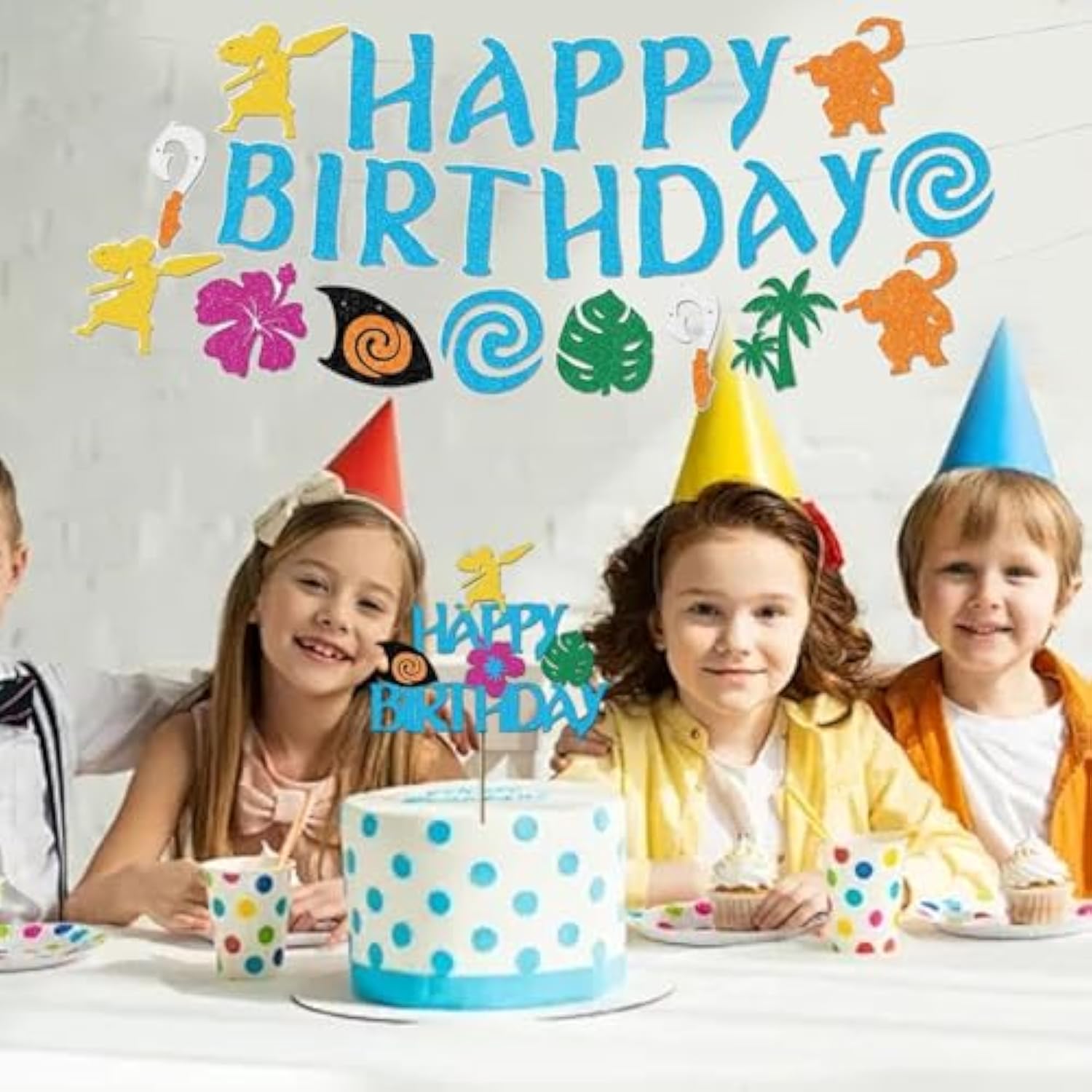 Tropical Birthday Banner–Hawaiian Happy Birthday Banner, Tropical Party Decorations,Cake Topper Decorations– Summer Luau Party Supplies For Kids,Island Adventure Summer Theme