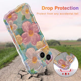 Colorful Retro Oil Painting Print Flower Case for iPhone 14