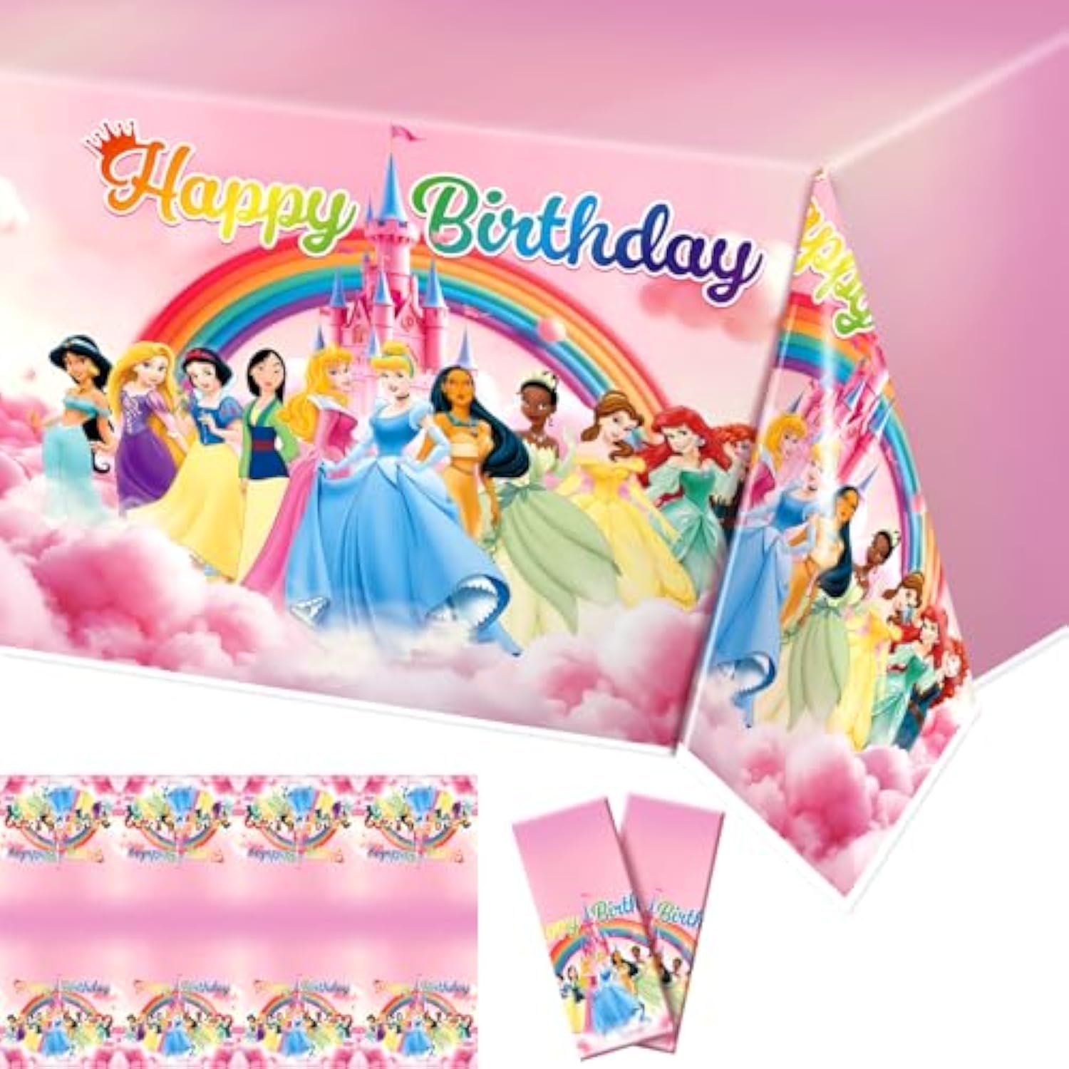Princess Table Cloth, Princess Birthday Party Decorations, 70 * 43 Inches Waterproof Plastic Once Upon A Time Birthday Party Tablecloth For Girls
