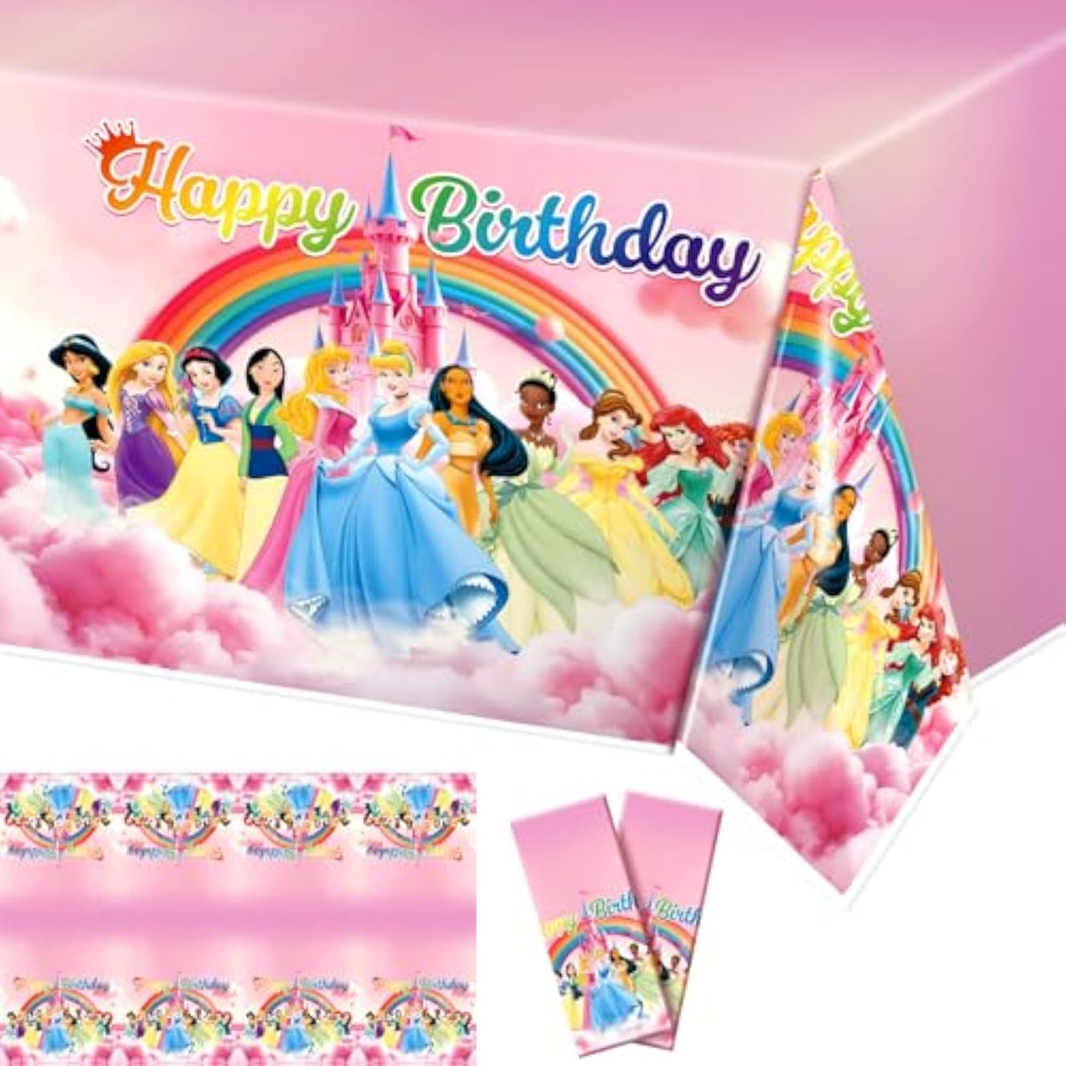 Princess Table Cloth, Princess Birthday Party Decorations, 70 * 43 Inches Waterproof Plastic Once Upon A Time Birthday Party Tablecloth For Girls