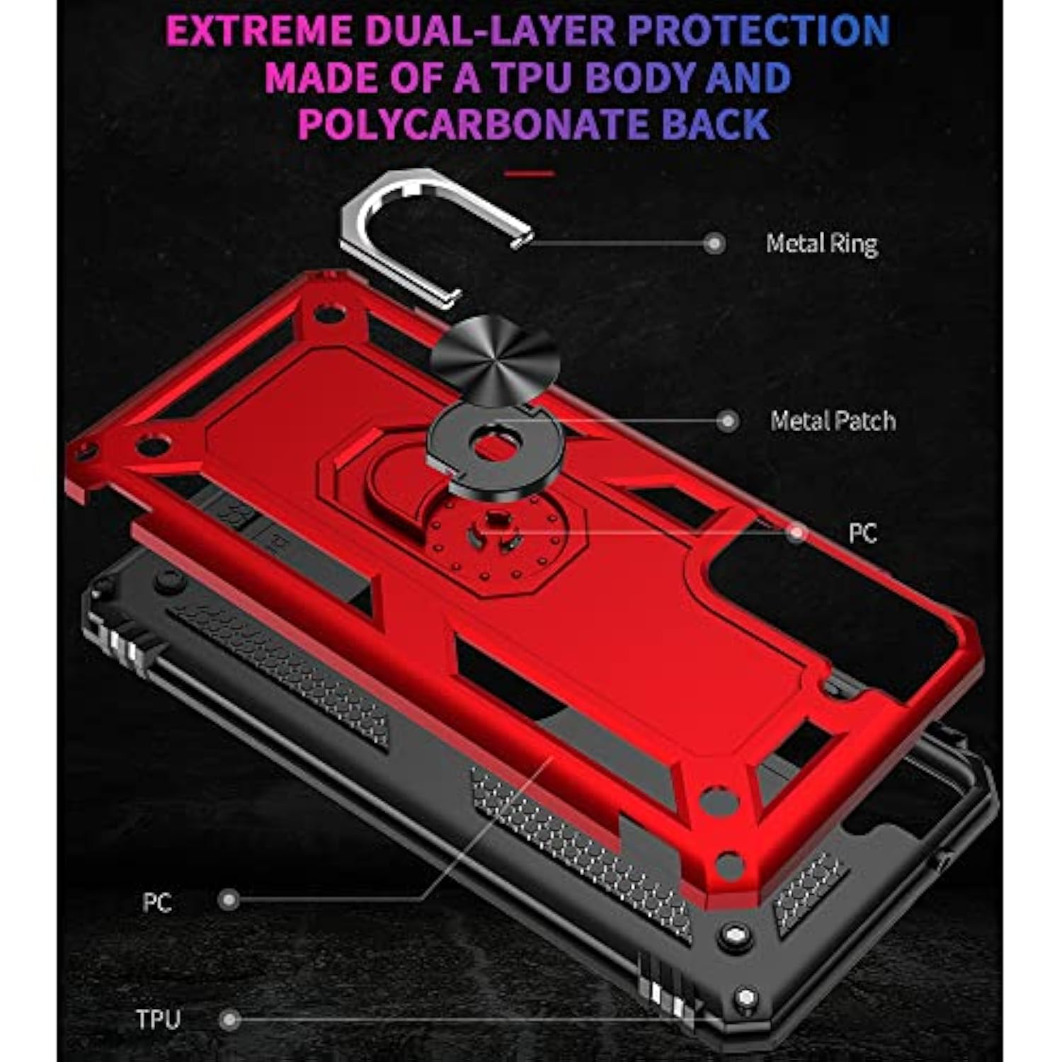 For Galaxy S21 Fe 5G Case: Samsung Galaxy S21 Fe 5G Case With Hd Screen Protector, Military Grade Protective Cases With Ring For Samsung S21 Fe (Red)