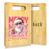 Zodguo Pink Christmas Santa Cutting Board For Kitchen, Merry Christmas Charcuterie Board, Xmas Santa Claus Holiday Chopping Boards For Home Kitchen Decorations Supplies