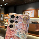 For Samsung Galaxy S25 Ultra Case 6.9" With Wrist Strap Imd Cute Cartoon Flower Pattern Design Silicone Shockproof Protective Phone Cases For Girls & Women - Colour Oil Painting Flowers