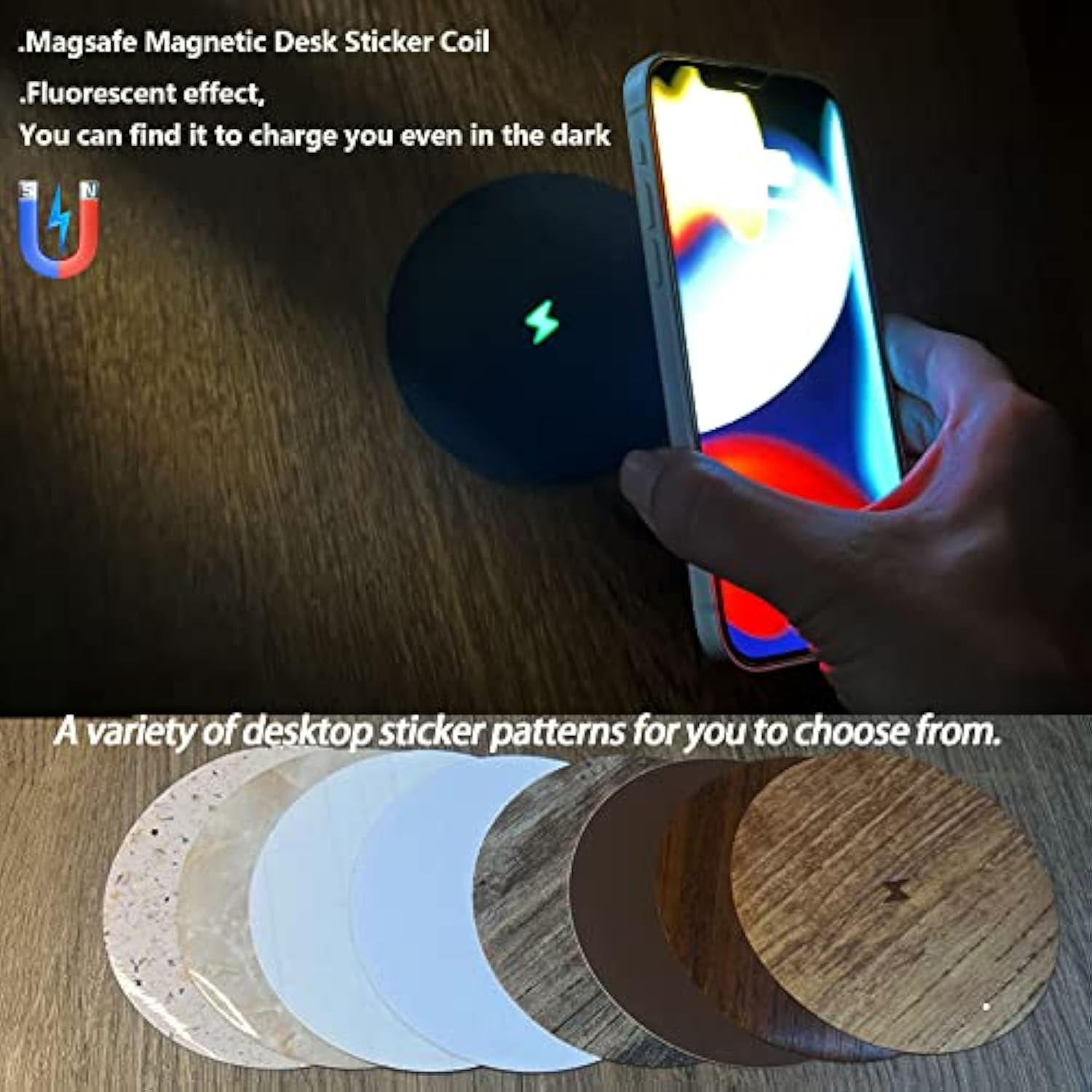 Magnetic Invisible Wireless Charger 8-30Mm, Under Desk 15W Furniture Wireless Charging Pad For Magsafe Iphone 14/13/ 12/Airpods3 And Android Phone Wireless Charging(With Pd Adapter)