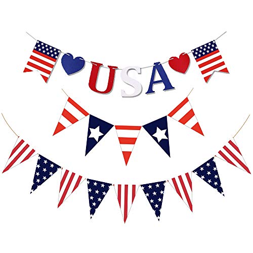 President's Day USA Banner for Independence Day 4th of July American Banner Fourth of July Patriotic Decorations Memorial Day Durable Polyester Yard Decoration