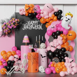 Halloween Balloon Arch Kit: Pink, Orange, Black, and Ghost Decor