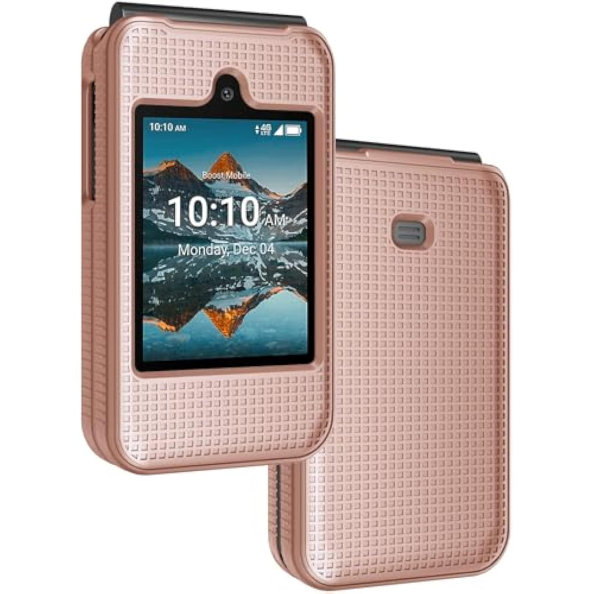 Grid Series for Consumer Cellular Iris Easy Flip Phone Case, Rose Gold Pink