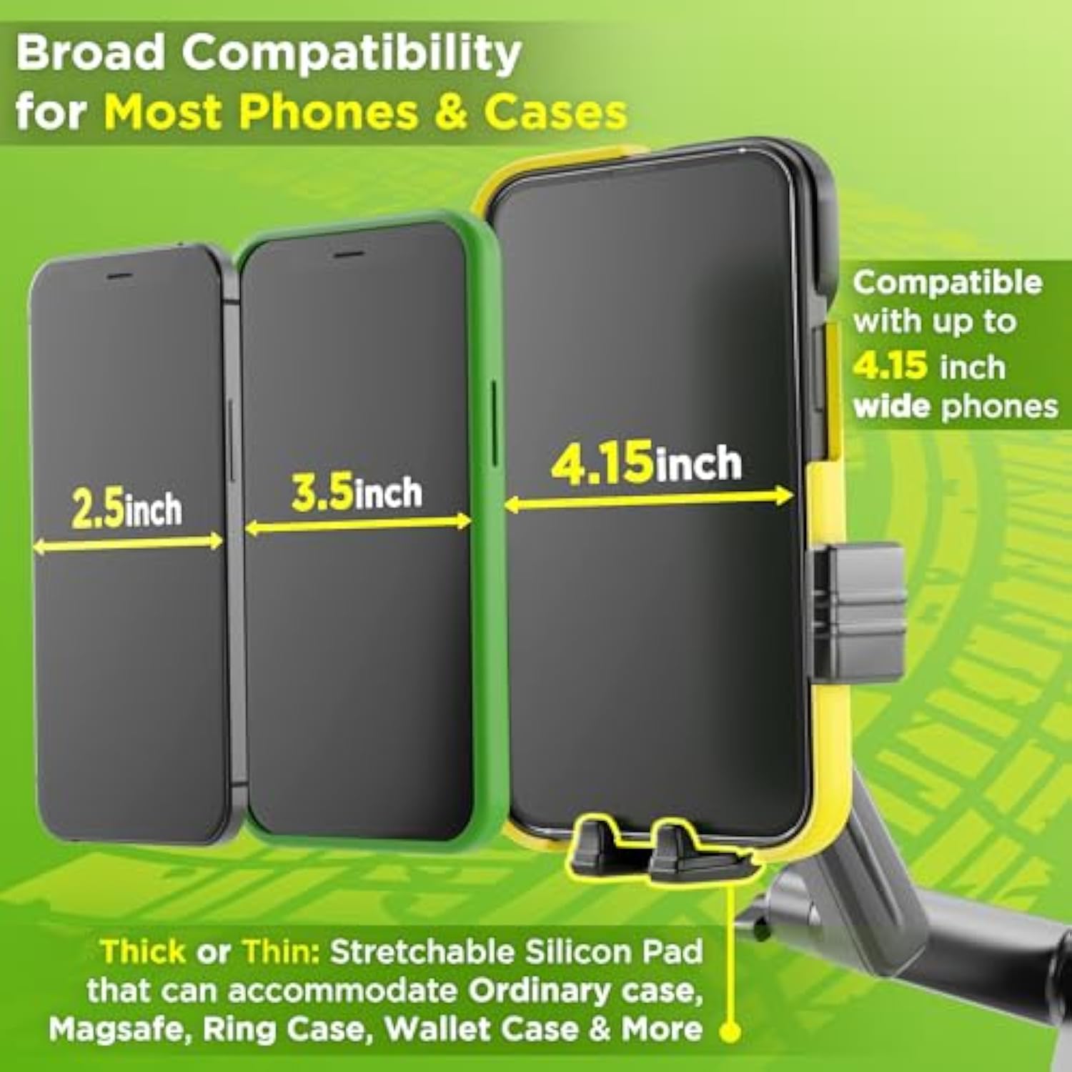 Phone Mount For Truck Phone Holder For Truck - Heavy Duty Super Suction Cup, Mobile Device Holder Dashboard Window 16.9 Inch Long Arm & Stable, Iphone & Samsung Compatible, Semi Trucker, Black