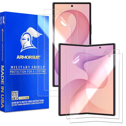 2+2 Pack for  Galaxy Z Fold 7 Screen Protector Case Friendly MilitaryShield HD Clear Film - Made in the USA